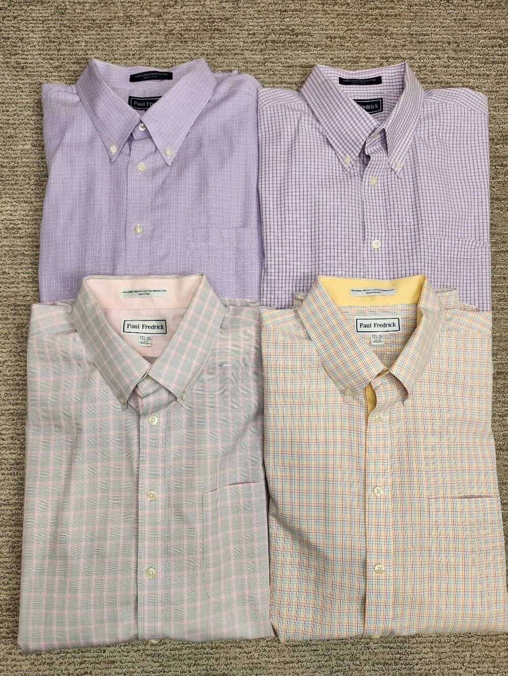 Paul Fredrick Set Of 4 Dress Shirts Mens 17 1/2 x 35 Button Business Two-Ply